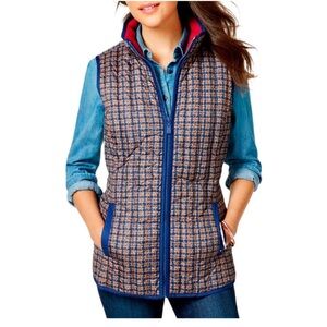 Tommy Hilfiger women’s plaid puffer zip up vest size small